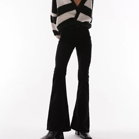 Top shop, Jamie flare, black corduroy jeans - Picture 1 of 7